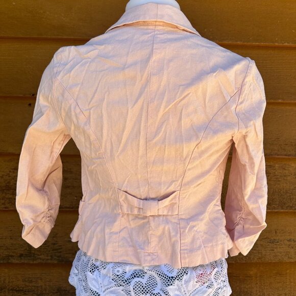 Wet Seal Y2k Light Pink Single Button Crop Cardigan Mini Linen Coat Size S - Picture 5 of 5